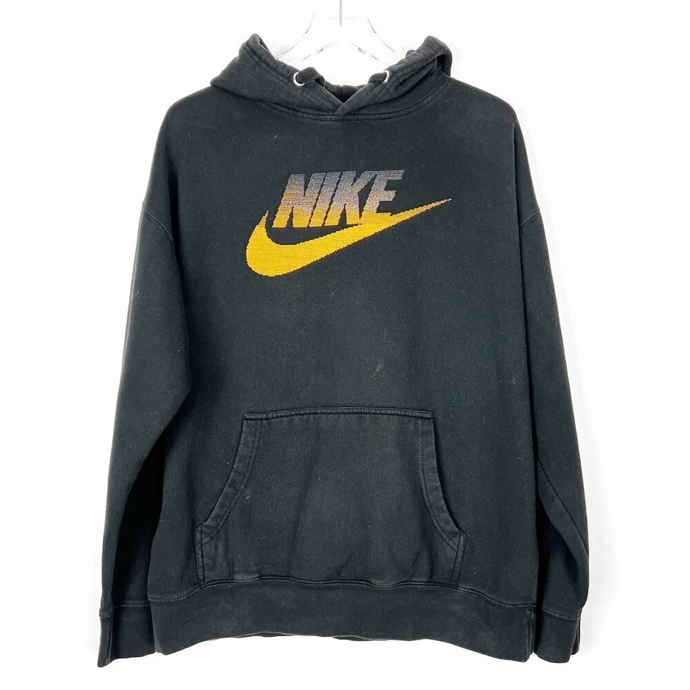 Nike Hooded Sweatshirt Men's XL Black Orange Futura Pullover Graphic Hoodie